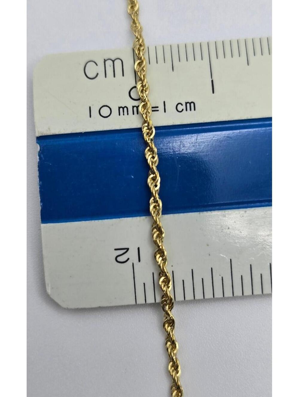 Real 14K Yellow Gold 1.6mm Diamond Cut Italian Rope Chain, 24" Italy - Picture 6 of 10